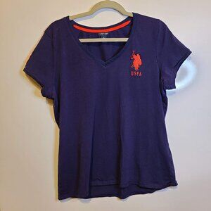BLUE US POLO ASSN. V NECK TSHIRT - XL